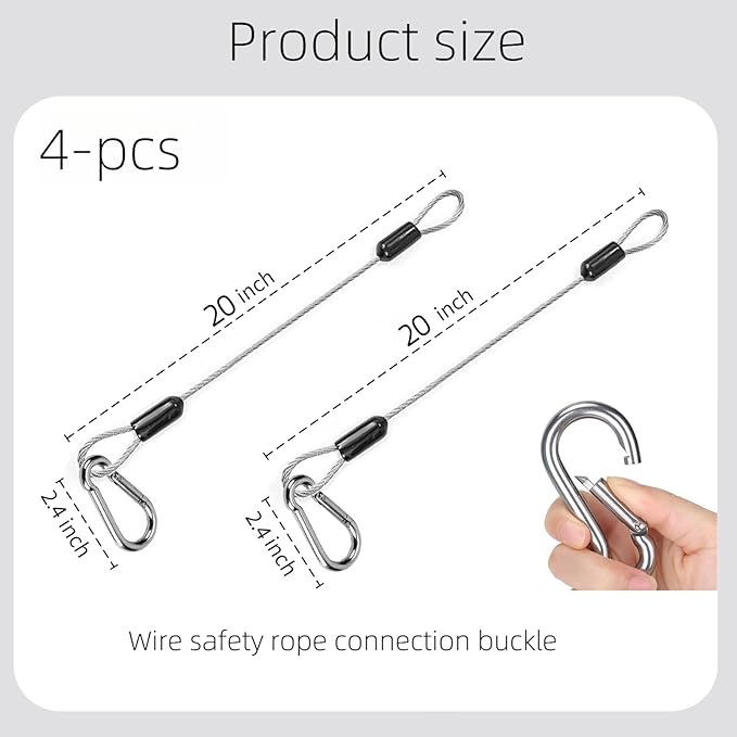 Premium Bird Feeder Hanger for Tree with Carabiner Clip，Flexible Stainless Steel Hanging Cables Chain Wire for Bird Feeders and Birdhouses，Baths, Planters，Baskets，Suet，Outdoor Camping (20inch-4PCS)
