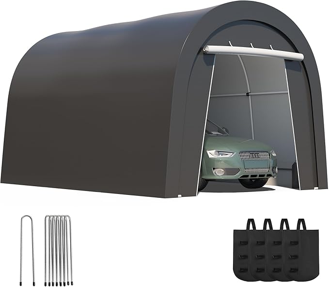 Wisteria Lane Heavy Duty Carport with 4 Cloth Bags, All-Weather Portable Garage with 2 Roll-up Doors, Car Canopy Storage Shelter Shed for Cars, Truck, or Garden Tools, 10' x 15'