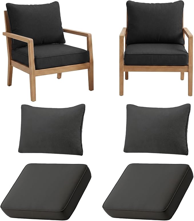 4pcs Outdoor Patio Cushion Covers Replacement, 24" Zippered Outdoor Cushion Covers Waterproof, UV Resistant & Washable Patio Furniture Cushion Covers Waterproof for Patio Sectional, Black