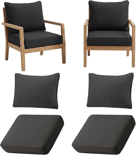 4pcs Outdoor Patio Cushion Covers Replacement, 24" Zippered Outdoor Cushion Covers Waterproof, UV Resistant & Washable Patio Furniture Cushion Covers Waterproof for Patio Sectional, Black
