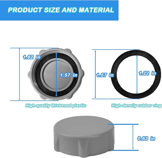 P01006 Drain Valve Cap for Bestway and Coleman Above Ground Pool, Heavy Duty Pool Drain Valve Cap Replacement 2 Pack(Gray)