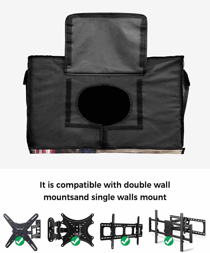 DecorLovee American Flag Outdoor TV Cover 60 to 65 Inches Weatherproof & Waterproof, Vintage Blue Red USA Flag Outdoor TV Enclosure with Remote Control Pocket, Eagle TV Screen Protectors for TV