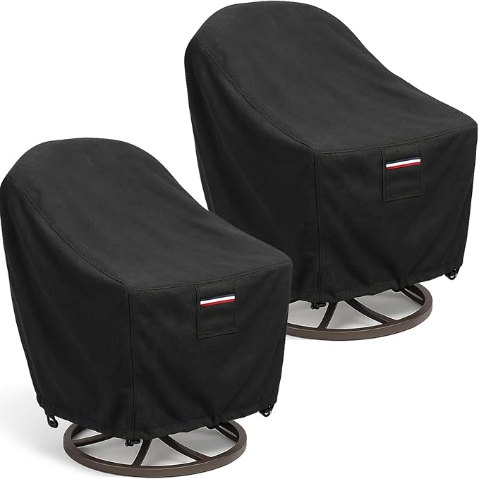 Waterproof Patio Chair Covers, 35W x 37D x 36H inches Heavy Duty Outdoor Furniture Protection Cover Weather Resistant 600D Oxford 2-Pack, Black