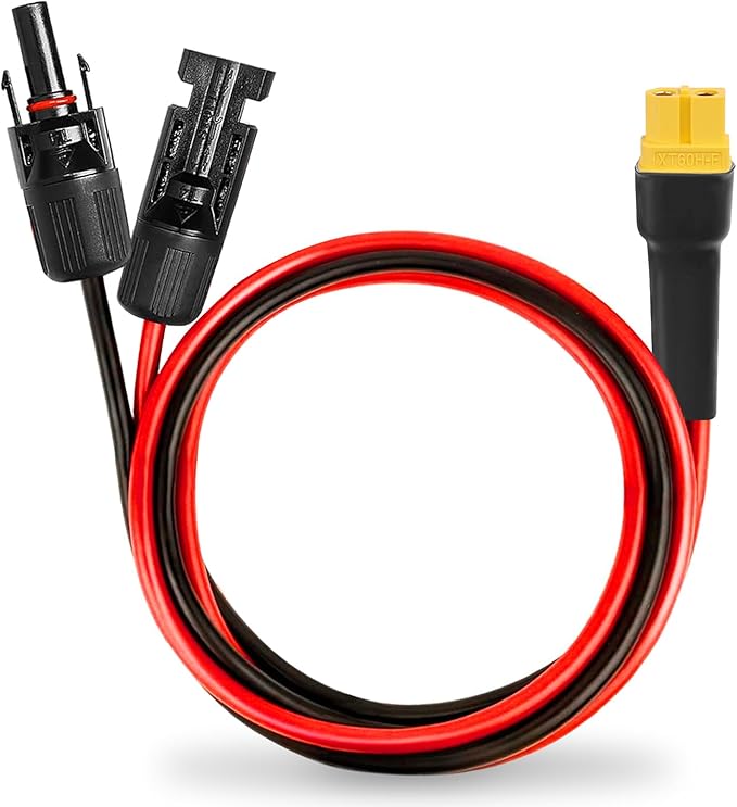 MOOKEERF Solar to XT60 Extension Cable 10AWG 5FT Solar Connector to XT60 Adapter Cable for Solar Panel to Portable Power Station Solar Generator Battery Pack