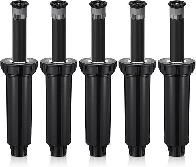 5 Pack Compatible with 1800 Series Pop up Sprinkler Heads 4 Inch Underground Spray Head, 0-360° Adjustable, Spray Radius 9-20 ft Irrigation Sprinkler for Lawn, Yard, Planter Bed, Garden