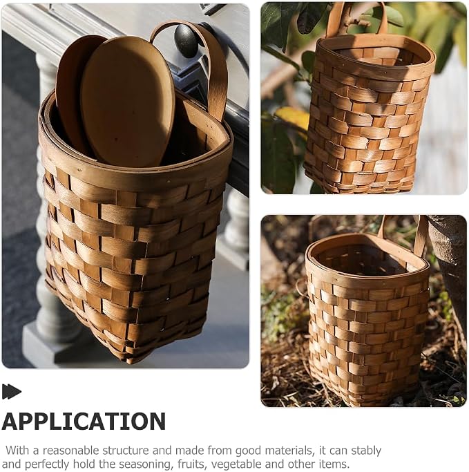 Alipis Hanging Basket Woven Wall Storage Organizer 9.84X6.69X15.94In Rustic Wicker Basket for Kitchen Vegetables Flowers and Home Decor
