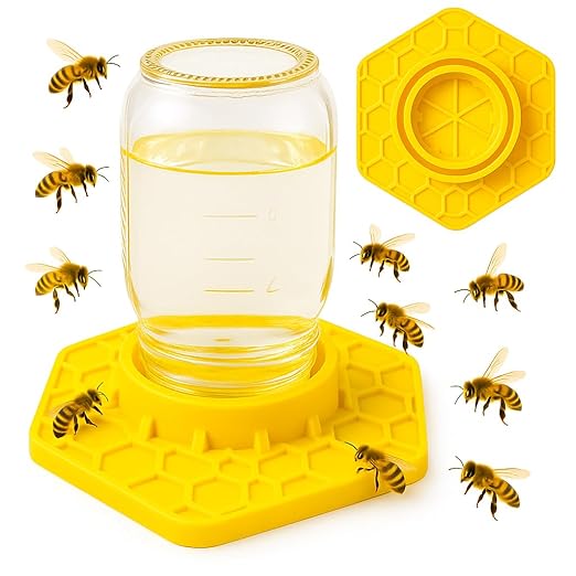 Bee Watering Station for Garden, 2 Pack Orange Bee Feeder and Waterer Compatible with Regular & Wide Mouth Canning Jars(Jar Not Included), Small-Hole Honeycomb Tray Honey Bee Feeder for Outside