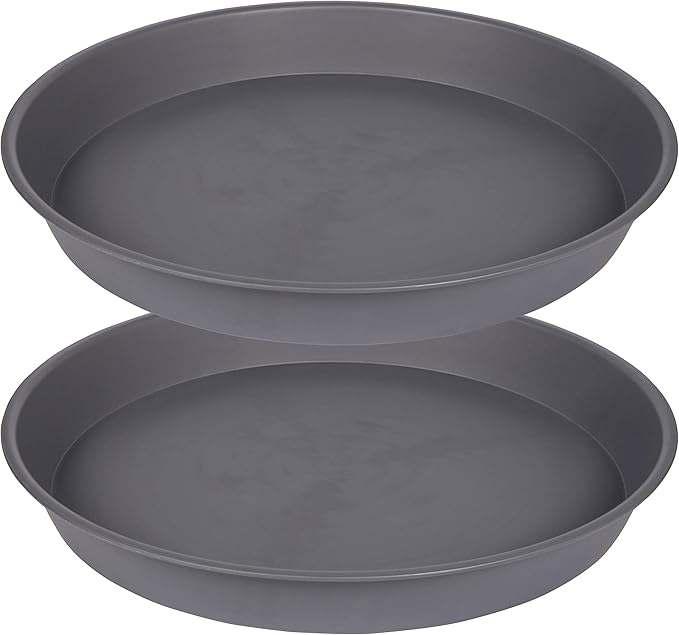 2 Pack of 8 inch Plant Saucer Clear, Heavy Duty Plastic Plant Water Tray 8 inch Round, Flower Plant Saucers for Indoors No Holes, Plant Dishes Saucer for Planter 7"/8" (8", Cement)