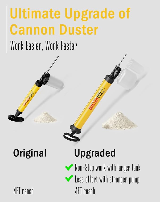 Relime Diatomaceous Earth Industrial Grade Powder Duster Cannon Type, Modular Systems for Massive Work and 4FT Reach Pump Applicator, Dispenser, Sprayer, Dust Application for Diatomaceous Earth