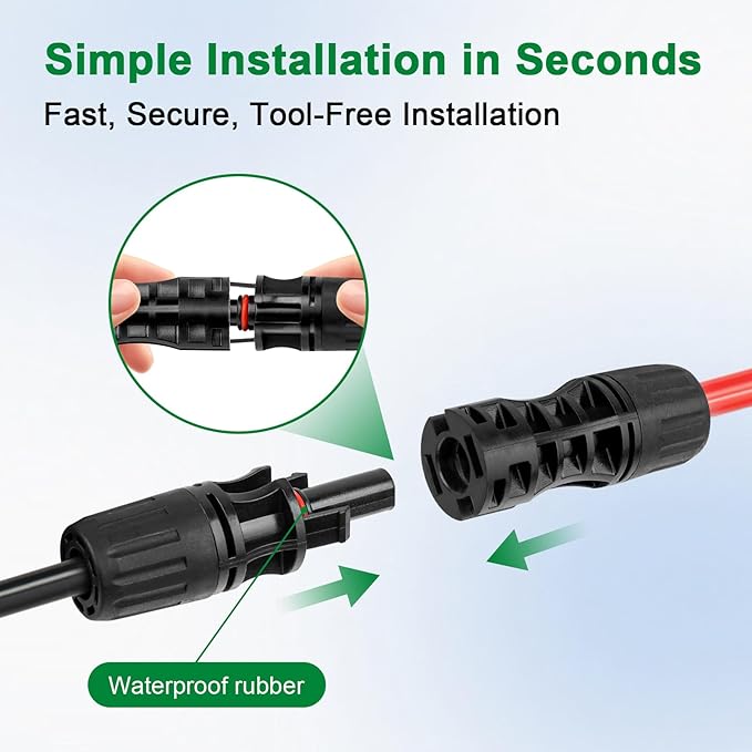 XRDS -RF Solar Cable 20FT, 8AWG Solar Extension Cable with Male & Female Solar Connectors, Flame-Retardant Protective Sleeving Solar Panel Cable, Weatherproof PV Wire for Solar Panel Connection
