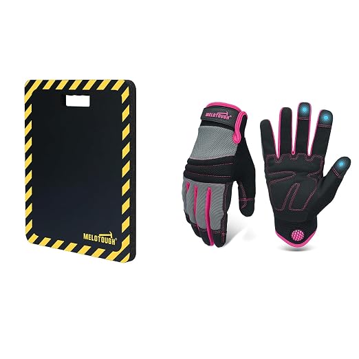 MELOTOUGH Kneeling Pad for Work,Work Gloves for Mechanic,Construction,Gardening,Yard,Warehouse