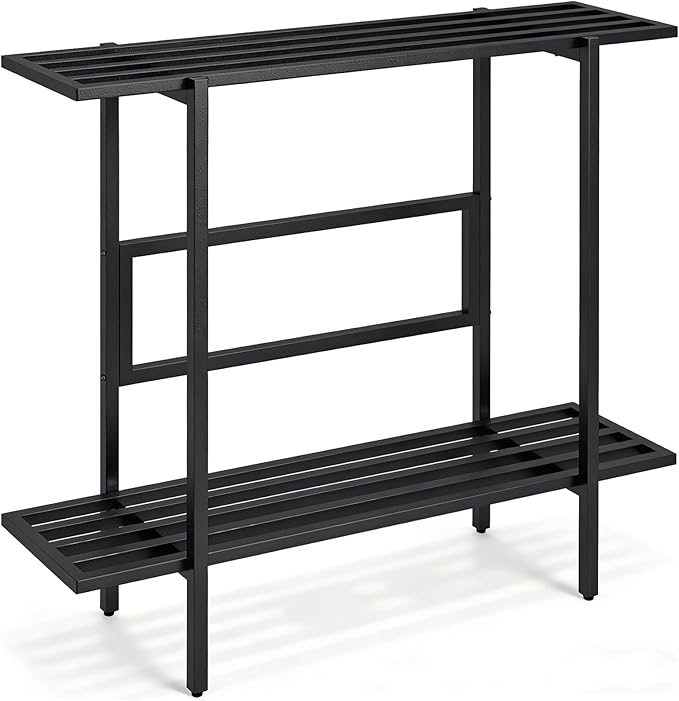 Heavy Duty Plant Stand Outdoor Indoor, Large Metal Plant Stand 48" L x 10" W x 38" H Outdoor Plant Stands 2-Tier Flower Pot Stand 500 LBS Capacity for Patio Garden