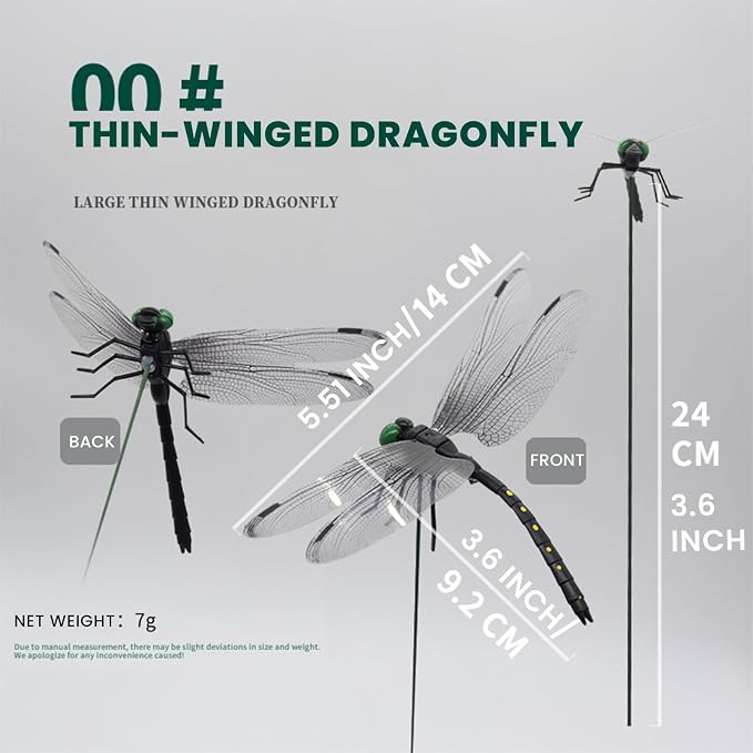 10 Pcs Black 3D Lifelike Dragonfly Clip & Garden Stake, Upgraded Detachable Fake Dragonfly Decor with Flexible PVC Wings, Nature-Inspired Outdoor Comfort Accessory for Hiking Hat, Camping and Patio