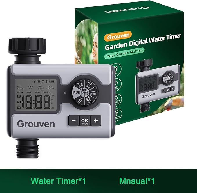 Garden Sprinkler Timer Dial Hose Faucet Programmable Water Timer with Rain Delay,Manual, Automatic Watering System Irrigation,1 Outlet