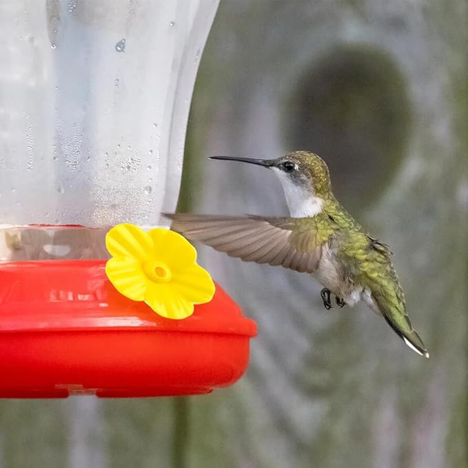 Hummingbird Feeder Replacement Parts - 16 PCS Yellow Flowers, Bee Guards for Perky Pet Glass Plastic Base