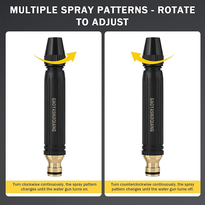 2pcs Heavy Duty High Pressure Hose Nozzle, Home High Pressure Car Wash Water Gun, Pressure Car Wash Water Gun with Booster Nozzle And Hose, Pressure Washer Hose Attachment for Plant Watering Lawn Car