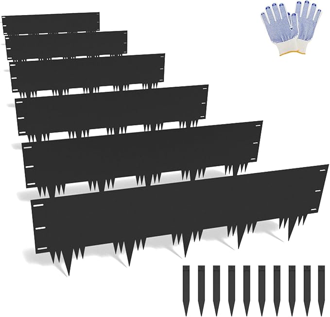 Galvanized Steel Landscape Edging Border 6 Packs 42'' L x 12.5'' H, Metal Landscape Garden Edging Border with 6 Stakes, Hammer-in Lawn Edging for Landscaping, Flower Bed, Yard, Pathway (21ft Total)