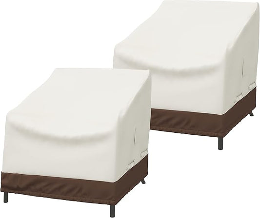 Amazon Basics Outdoor Chair and Patio Furniture Covers, Waterproof Lounge Deep Seat Covers, UV Resistant, Click-Close Straps, 31" x 38" x 29", Set of 2, Beige/Tan