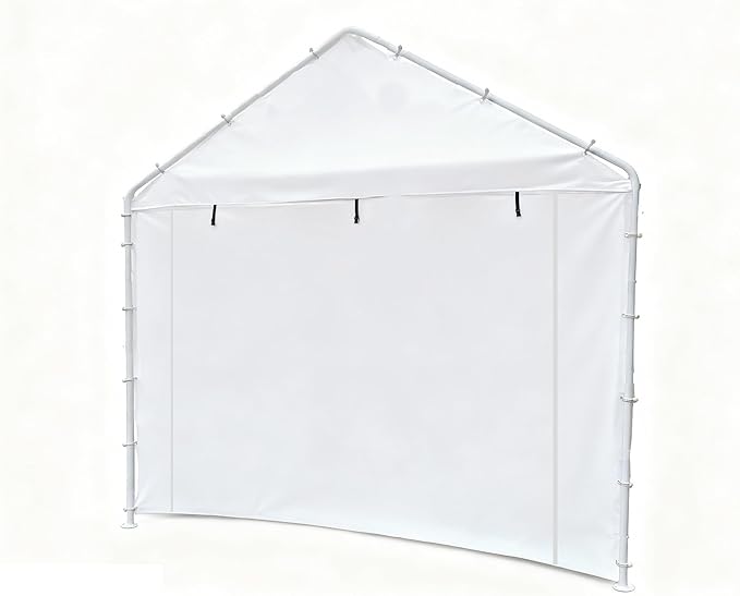 Rutile 10x20 Carport Replacement Sidewall, 180G PE Waterproof & UV Protected Sidewall Cover (White, Sidewall kit Panel Set of 4 w/o Mesh Windows)
