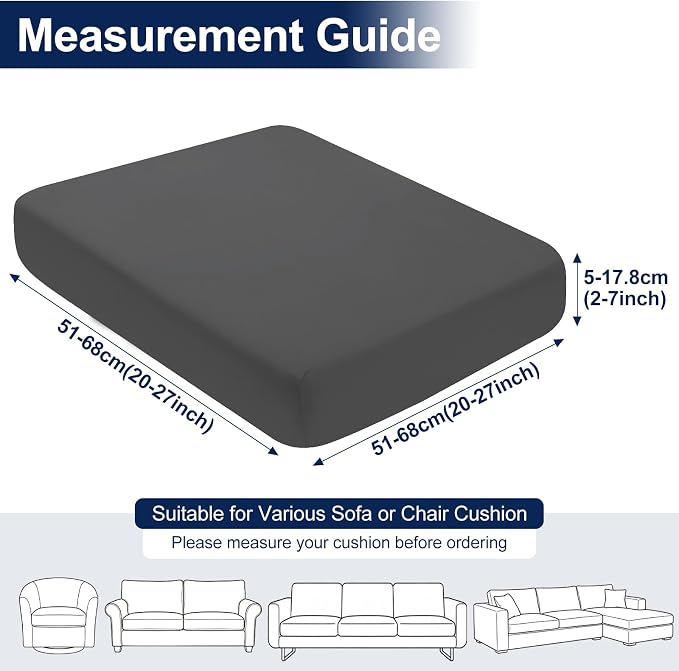 Smiry Waterproof Patio Cushion Covers, Stretch Outdoor Couch Slipcovers Replacement Washable Furniture Protector Sofa Chair Seat Cover for Dogs and Pets (12 Pcs, Dark Grey)