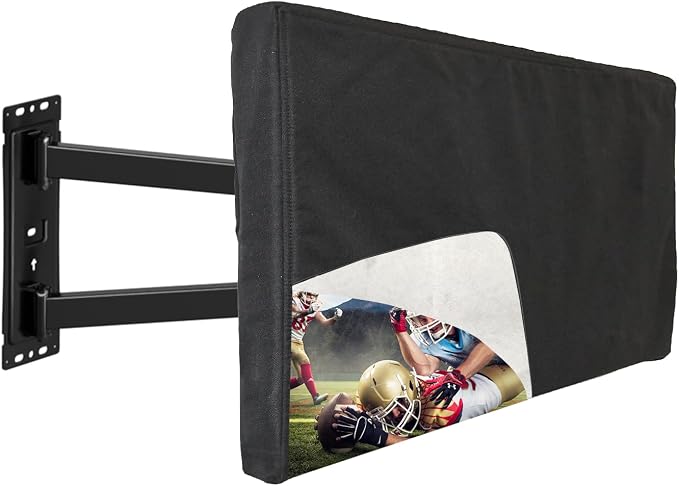 FORGING MOUNT Outdoor TV Cover 70-75 inch with Zipper,Weatherproof Cover Size 68" W x 42" H Waterproof for Outside Flat Screen TVs, Soft Non Scratch Interior,600D Thick Fabric Protector-Black