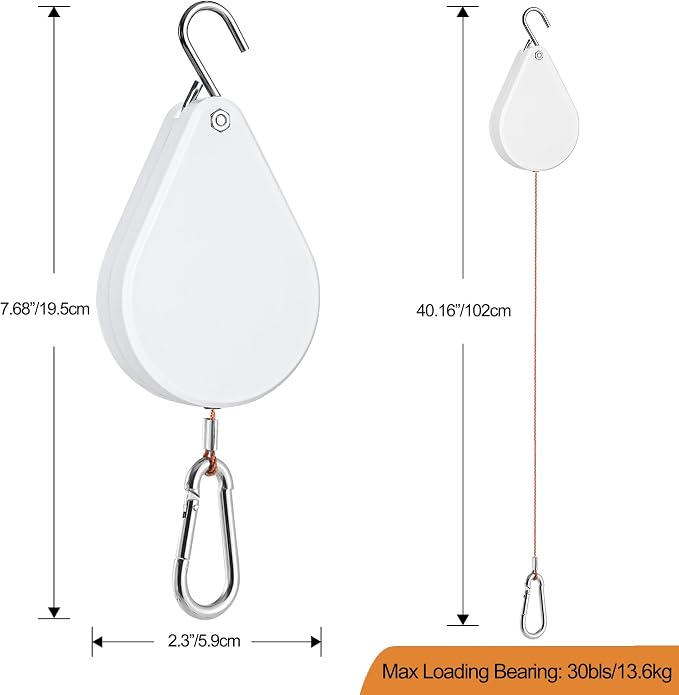 2026 Upgraded Retractable Plant Hanger,Plant Pulleys for Hanging Plants,Easy to Raise and Lower,Quick Lock,Heavy Duty, Adjustable Hook for Garden Baskets Pots,Birds Feeder,(6Pcs,White)