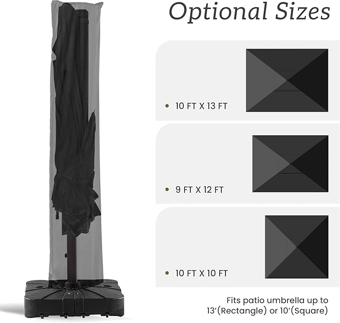 Patio Umbrella Cover Waterproof UV Resistant Outdoor Cantilever Umbrella Covers with Zipper and Rod, Black