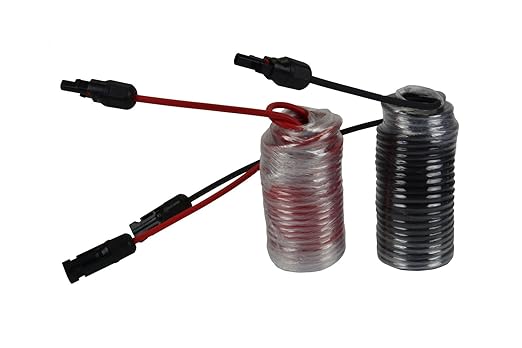 TEMCo Solar Panel Extension Cable 12 AWG 30 Ft Red + 30 Ft Black w/Staubli MC4 Connectors