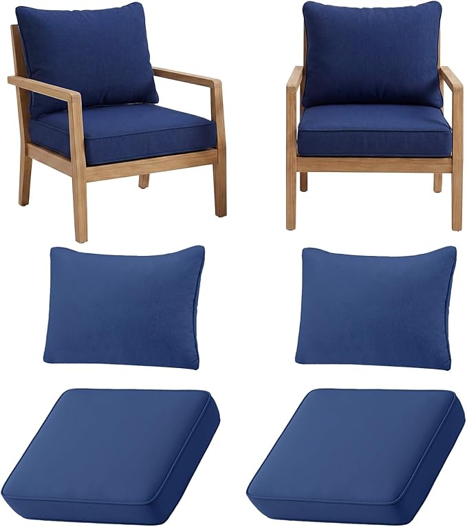 4pcs Outdoor Patio Cushion Covers Replacement, 24" Zippered Outdoor Cushion Covers Waterproof, UV Resistant & Washable Patio Furniture Cushion Covers Waterproof for Patio Sectional, Navy Blue