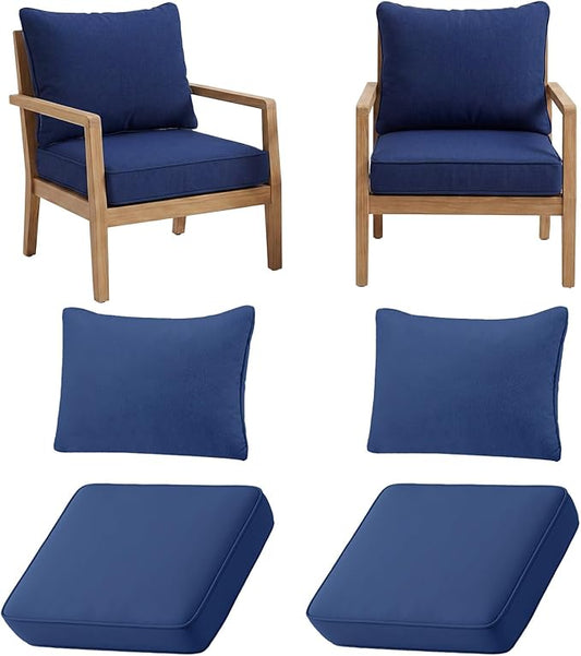 4pcs Outdoor Patio Cushion Covers Replacement, 24" Zippered Outdoor Cushion Covers Waterproof, UV Resistant & Washable Patio Furniture Cushion Covers Waterproof for Patio Sectional, Navy Blue