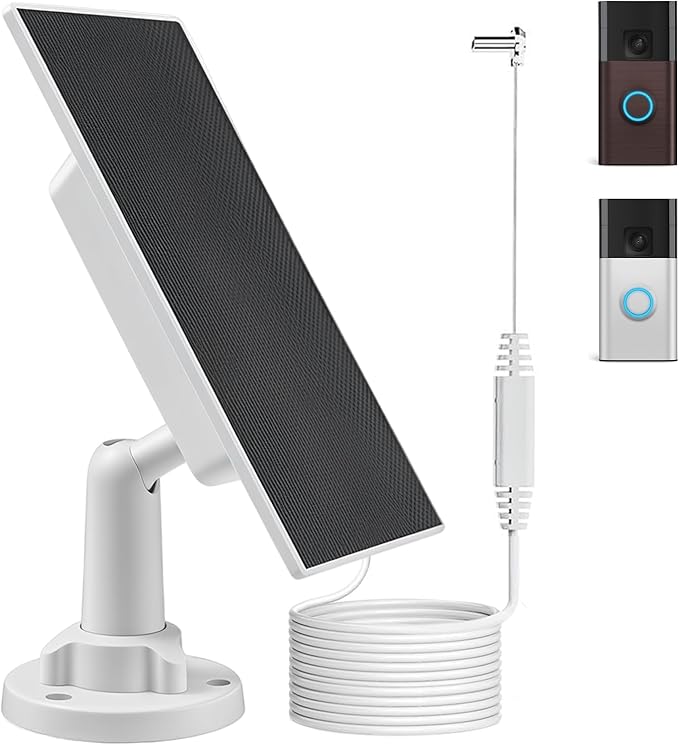 Solar Charger for Ring Doorbell with Built-in Energy Storage – 3W Solar Panel Compatible with 2024 Battery Doorbell only
