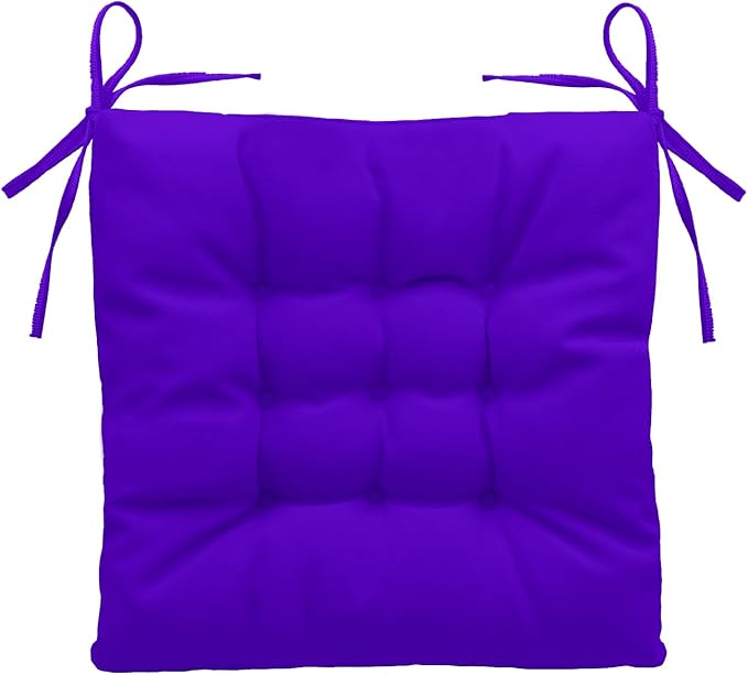 Outdoor Indoor Tufted Chair Cushions, Seat Cushions with Ties, Chair Pads Waterproof for Porch Kitchen Office Garden Purple 16" x 16", Set of 1