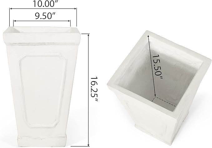 Christopher Knight Home Burgos Outdoor Small Tapered Planter - Cast Stone - Antique White