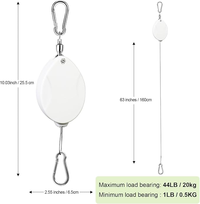 Bundles of ZUZUAN 3 Pack Aluminum Heavy Duty Gardening Kit and 2Pcs White Upgraded Heavy Duty Retractable Plant Hanger