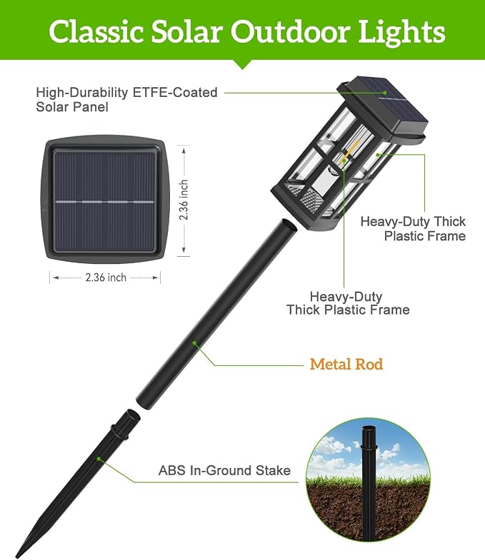 Ahaorigin 8 Pack Solar Pathway Lights Outdoor, 2 Lighting Modes Waterproof Solar Lights Outdoor, Sturdy Metal Rods, Brighter Up to 15Hrs Outdoor Path Lights for Yard Walkway Driveway Sidewalk Garden