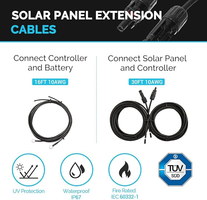 Renogy 400 Watts 12 Volts Monocrystalline Solar RV Kit Off-Grid Kit with Adventurer 30A PWM LCD Charge Controller+ Mounting Brackets+ Male and Female Connectors+Solar Cables+Cable Entry housing