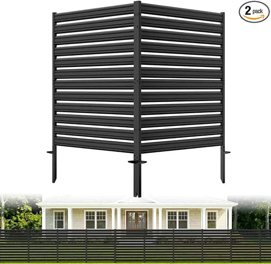 2 Panel No Dig Privacy Fence Screen, 42" H × 38" W Metal Outdoor Air Conditioner Fencing for AC Unit Cover, Hide Trash Bins, & Pool Equipment Enclosure, Decorative Garden, Patio & Backyard, Rustproof