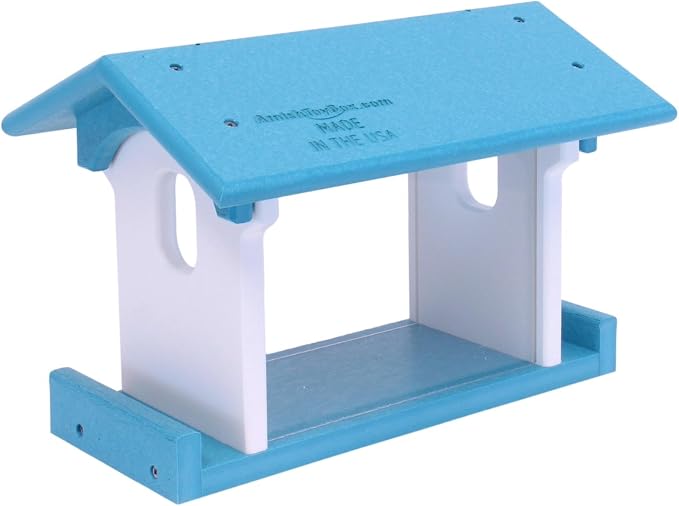 Bluebird Feeder - Poly Lumber - Hanging Blue Bird Feeder for Mealworms (Aruba Blue and White)