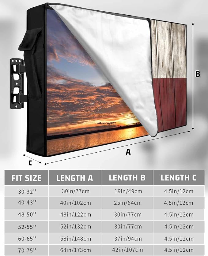 Western Texas Star Outdoor Cover - Weatherproof TV Enclosure for 40-43 inch Flat Screens, Zipper & Roll Up Front Flap, Blue White Red Wood, Waterproof Cover