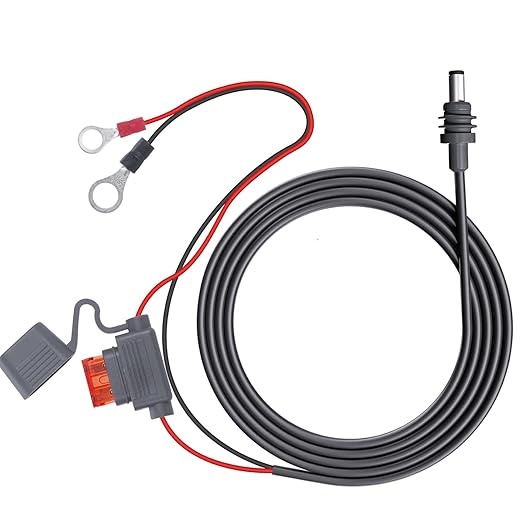 Starlink Mini Direct Battery Power Cable, 1M/3.2FT, 18AWG DC Power Cable with Fuse Holder for Starlink Mini, 12V-48V Input, Battery Ring Terminals for RV, Boat, Off-Grid Solar (1M)