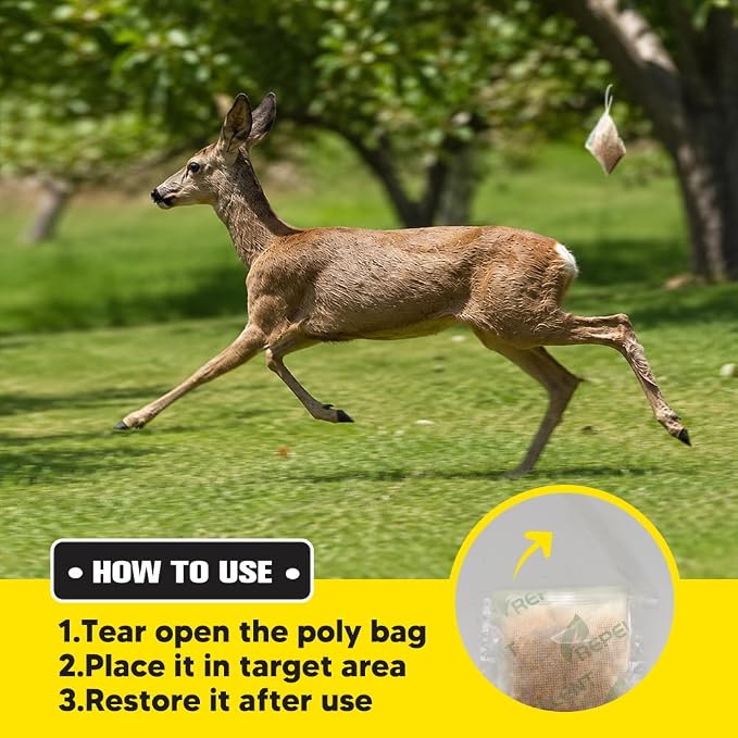 fcesiweg Deer Repellent Outdoor, Rabbit and Deer Repellent for Plants, Rabbit Repellent Outdoor, Bunny Repellent, Deer Away, Keep Deer & Rabbit Out of Yards, 90 Days Protection, 8 Packs
