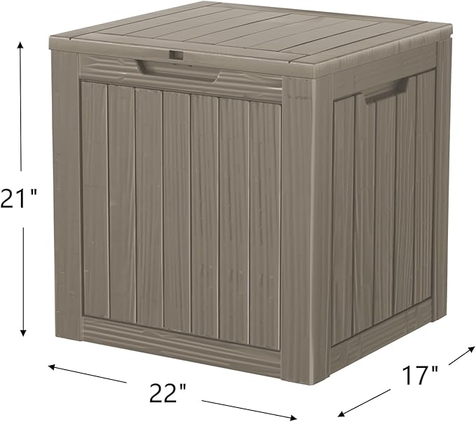 Outdoor Storage Box 30GAL Waterproof Resin Deck Box,UV-Resistant Lockable Package Delivery Bin for Garden Tools,Small Patio Outside Cushions,Pool Accessories Supplies,Chest,Furniture,Brown