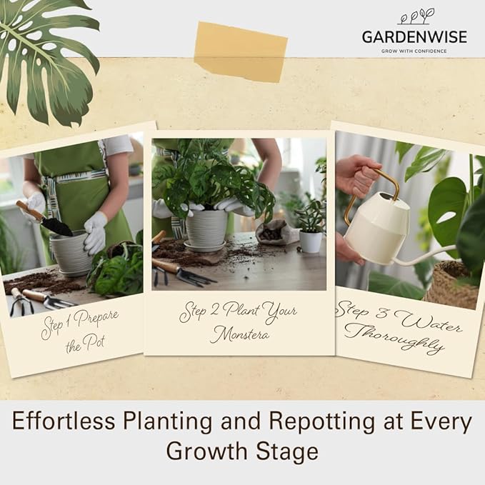 GARDENWISE Monstera Potting Soil Mix – Organic, Fast-Draining, Chunky Soil with Coconut Coir & New Zealand Bark for Indoor Plants – Premium Fertilizer for Monstera Deliciosa, Albo & More (10 quarts)