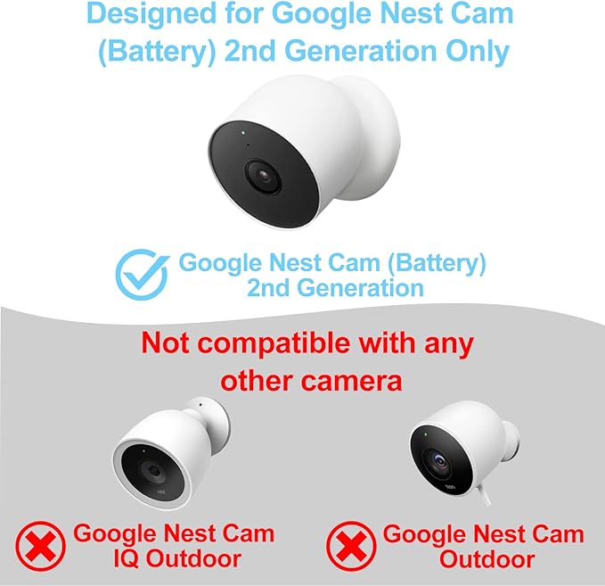 Solar Panel for Google Nest Camera, Compatible with Nest Cam Outdoor & Indoor (Battery Version), Continuous Solar Power, 360° Adjustable Mount, 10FT Charging Cable, All-Weather Durable, 2 Pack
