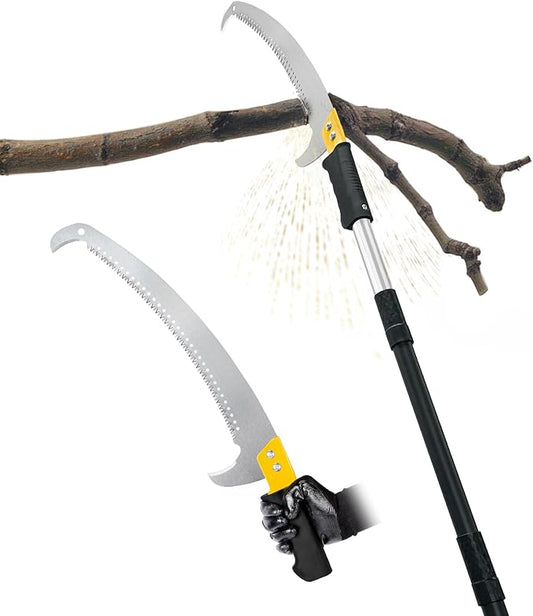 11FT Pole Saw with Adjustable Length for Tree Trimming Lightweight Manual Pruning Saw with Long Extension Branch Cutter