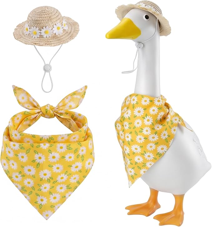 Summer Porch Goose Outfits Clothes with Hat for Holiday Party Decor Lawn 23 inch Porch Goose Costume Clothing for Patio Yard