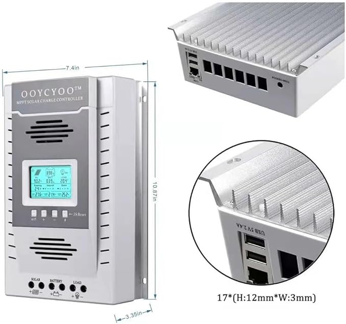 MPPT Charge Controller 100 amp 12V/24V Auto, 100A Solar Panel Charge Regulator with Blacklight LCD Display Max 100V for Lead-Acid Sealed Gel AGM Flooded Lithium Battery