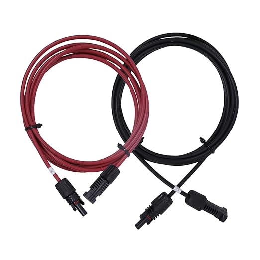 Renogy 10FT 12AWG Solar Panel Extension Cable with Female and Male Connectors, 10Ft. 12AWG, 1 Pair 10' 12 Gauge Red and Black