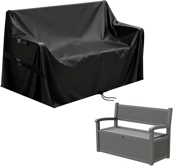 Deck Box Cover for GULAIMOAO 80 Gallon Outdoor Storage Box, Waterproof Resin Storage Box Bin Covers Patio Furniture Side Table Cover- 52 ''L x 23''W x 35 ''H