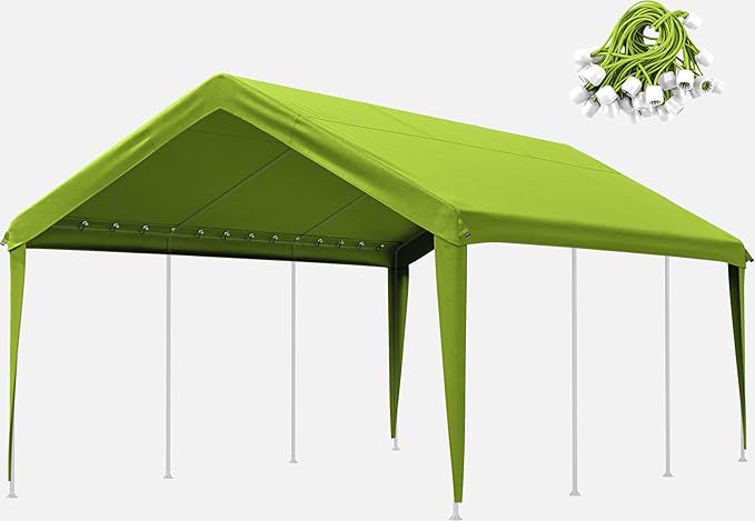 Carport Canopy Replacement Cover 12x20 Heavy Duty Outdoor Portable Car Canopy Oxford Waterproof UV & Tear Resistant Garage Canopy with Ball Bungees (Frame is Not Included)